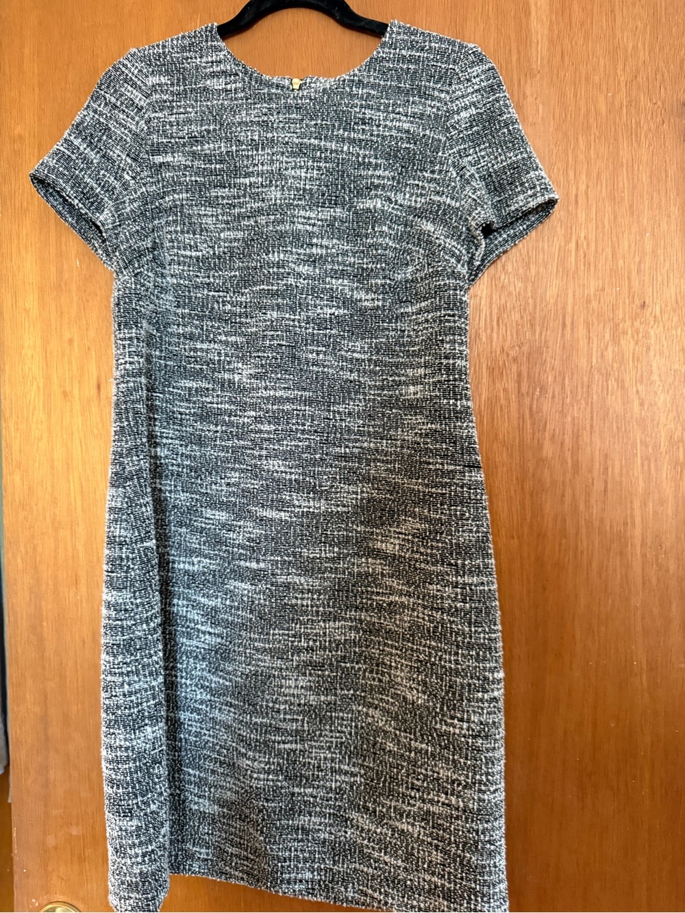 Calvin Klein Black and White Tweed Midi Shift Dress